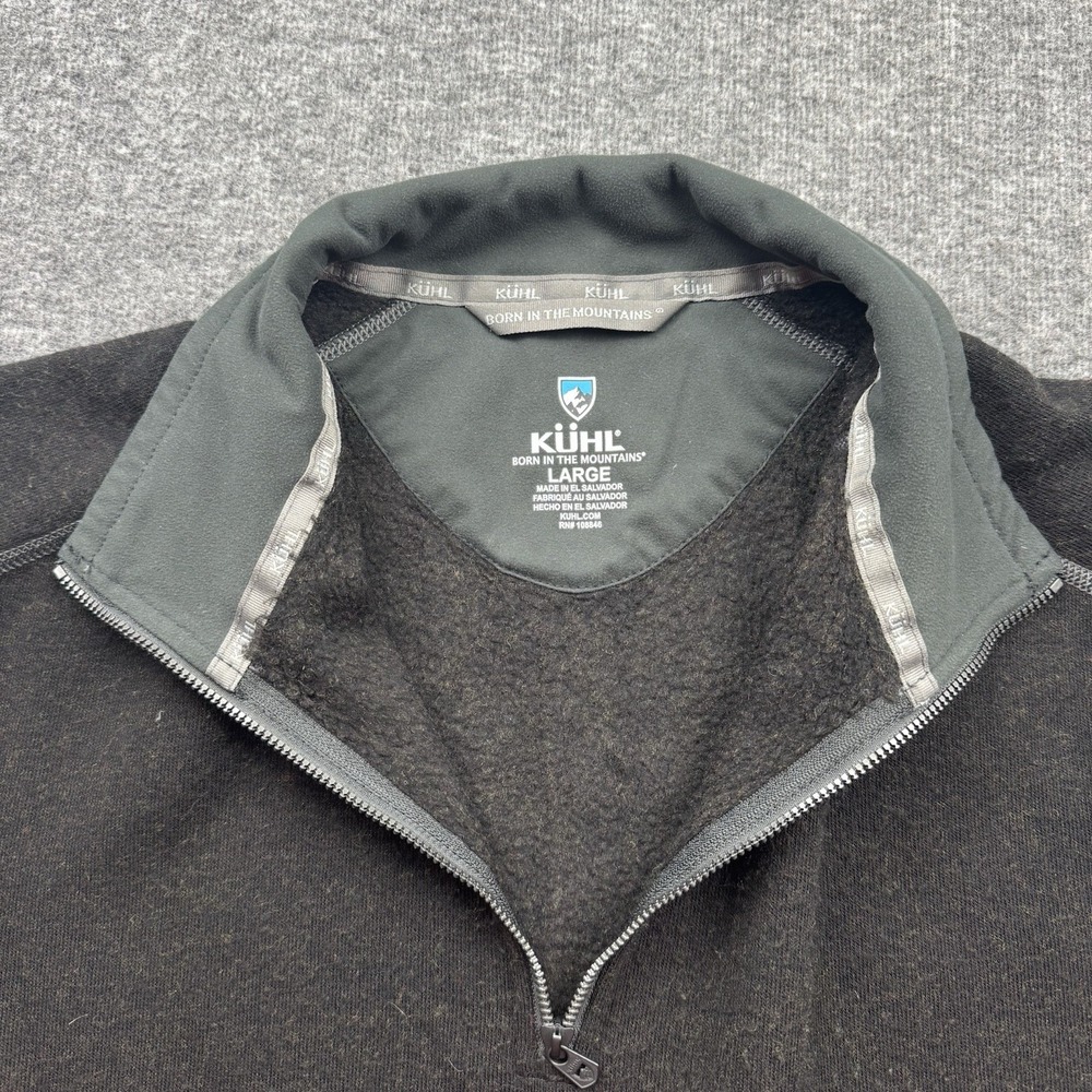 Kuhl Revel 1/4 Zip Fleece Pullover Sweater Black Gray Style 3007 Mens L‎